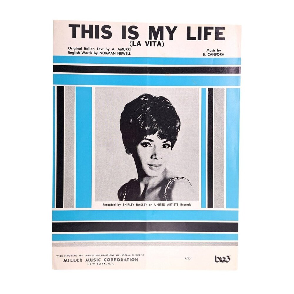 Vintage Shirley Bassey This Is My Life Sheet Music 1968 English Italian La Vita